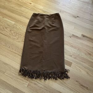 VTG Clio Skirt Faux Suede FRINGE Brown BOHO HIPPIE Womens 10 USA‎  Rodeo Western